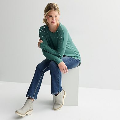 Women's Apt. 9® Long Sleeve Embellished Tee