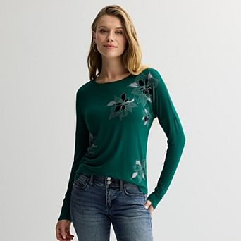 Women's Apt. 9® Long Sleeve Embellished Tee