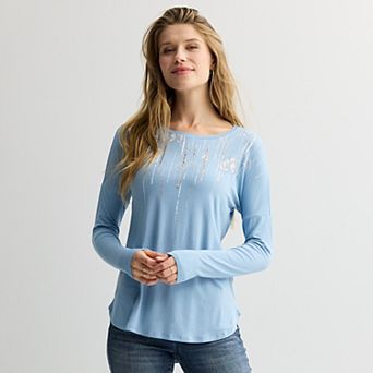 Women's Apt. 9® Long Sleeve Embellished Tee