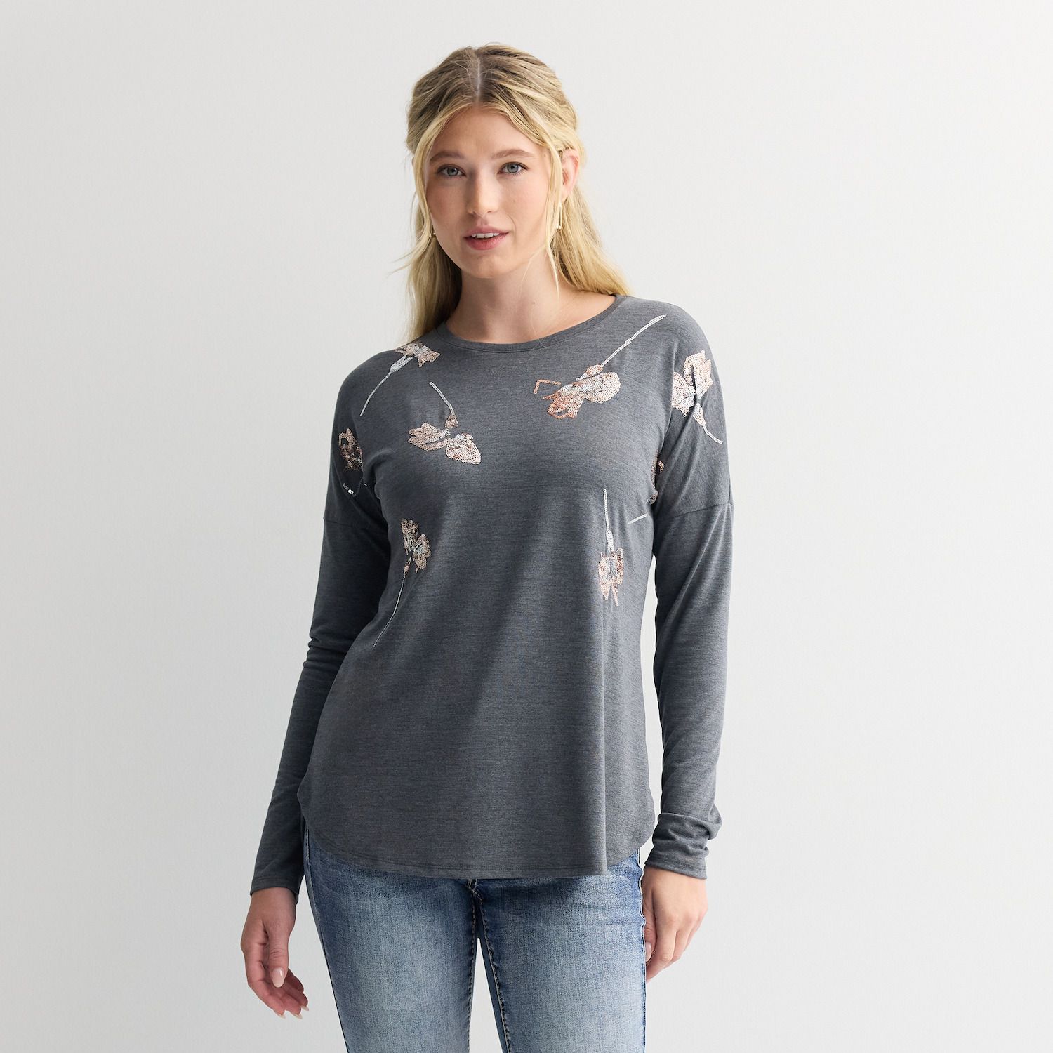Women's Apt. 9® Long Sleeve Embellished Tee