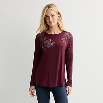 Women's Apt. 9® Long Sleeve Embellished Tee