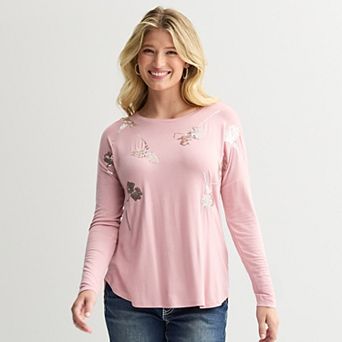 Women's Apt. 9® Long Sleeve Embellished Tee