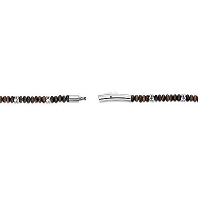 Men's LYNX Stainless Steel Stone Bead Bracelet