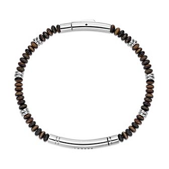 Men's LYNX Stainless Steel Stone Bead Bracelet