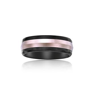 Men's LYNX Black & Rose Ion-Plated Stainless Steel Ring