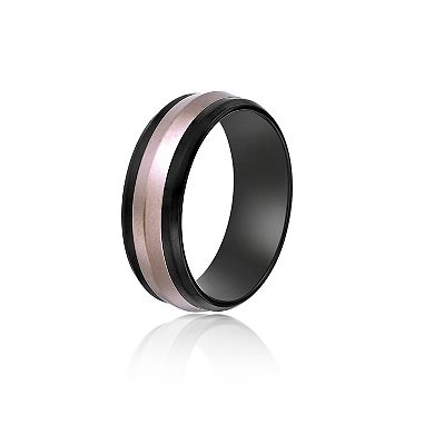 Men's LYNX Black & Rose Ion-Plated Stainless Steel Ring
