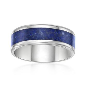 Men's LYNX Stainless Steel Lapis Abalone Shell Ring