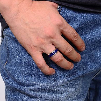 Men's LYNX Stainless Steel Lapis Abalone Shell Ring