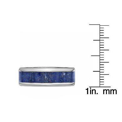 Men's LYNX Stainless Steel Lapis Abalone Shell Ring
