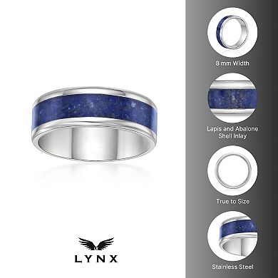 Men's LYNX Stainless Steel Lapis Abalone Shell Ring