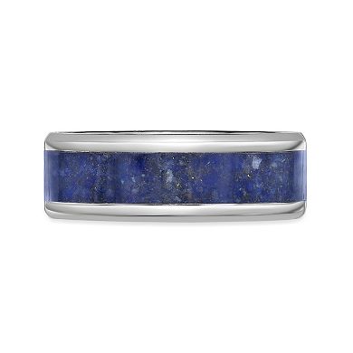 Men's LYNX Stainless Steel Lapis Abalone Shell Ring