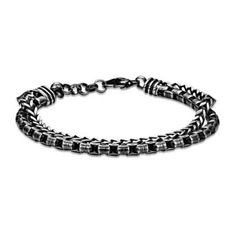 Men's LYNX Antiqued Finish Stainless Steel Chain Bracelet