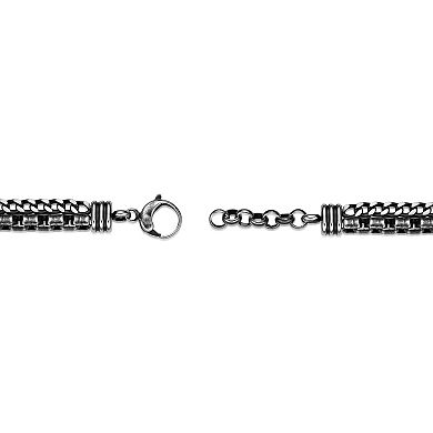 Men's LYNX Antiqued Finish Stainless Steel Chain Bracelet