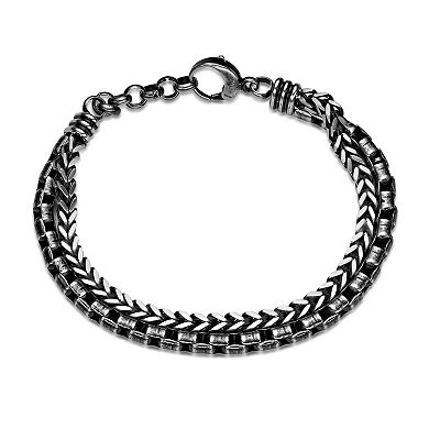 Men's LYNX Antiqued Finish Stainless Steel Chain Bracelet