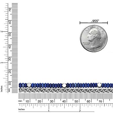 Men's LYNX Stainless Steel & Lapis Bead Bracelet