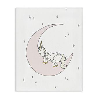 Stupell Home Decor Sleeping Unicorn Delicate Nighttime Moon Canvas Wall Art