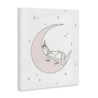 Stupell Home Decor Sleeping Unicorn Delicate Nighttime Moon Canvas Wall Art