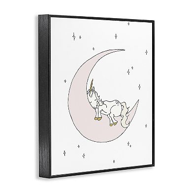 Stupell Home Decor Sleeping Unicorn Delicate Nighttime Moon Framed Wall Art