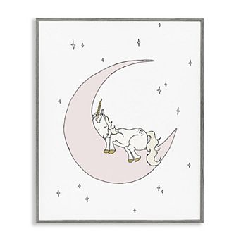 Stupell Home Decor Sleeping Unicorn Delicate Nighttime Moon Framed Giclee Wall Art