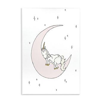 Stupell Home Decor Sleeping Unicorn Delicate Nighttime Moon Plaque Wall Art