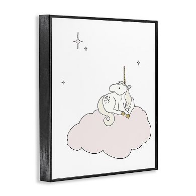 Stupell Home Decor Unicorn on Cloud Watching Stars Framed Giclee Wall Art