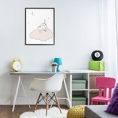 Stupell Home Decor Unicorn on Cloud Watching Stars Framed Giclee Wall Art