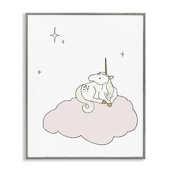 Stupell Home Decor Unicorn on Cloud Watching Stars Framed Giclee Wall Art