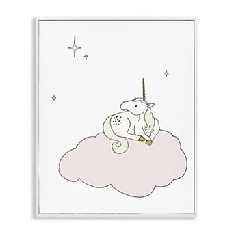 Stupell Home Decor Unicorn on Cloud Watching Stars Framed Giclee Wall Art
