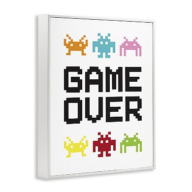 Stupell Home Decor Game Over Pixel Monster Framed Giclee Wall Art