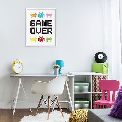Stupell Home Decor Game Over Pixel Monster Framed Giclee Wall Art