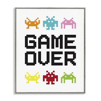 Stupell Home Decor Game Over Pixel Monster Framed Giclee Wall Art