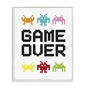 Stupell Home Decor Game Over Pixel Monster Framed Giclee Wall Art