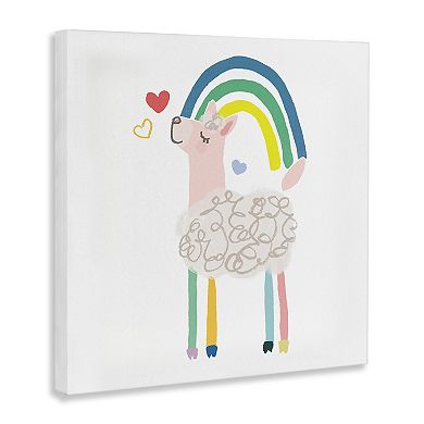 Stupell Home Decor Pastel Rainbow Sheep Hearts Illustration Canvas Wall Art