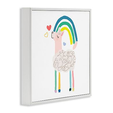 Stupell Home Decor Pastel Rainbow Sheep Hearts Illustration Framed Giclee Wall Art