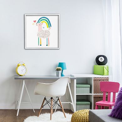 Stupell Home Decor Pastel Rainbow Sheep Hearts Illustration Framed Giclee Wall Art