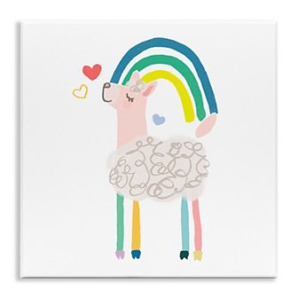 Stupell Home Decor Pastel Rainbow Sheep Hearts Illustration Plaque Wall Art