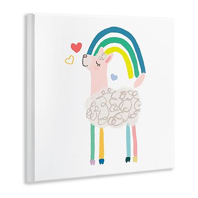Stupell Home Decor Pastel Rainbow Sheep Hearts Illustration Plaque Wall Art