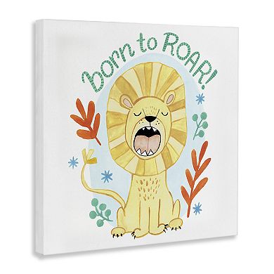 Stupell Home Decor Born To Roar Lion Botanicals Canvas Wall Art
