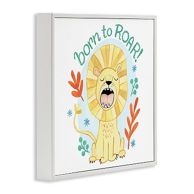 Stupell Home Decor Born To Roar Lion Botanicals Framed Giclee Wall Art