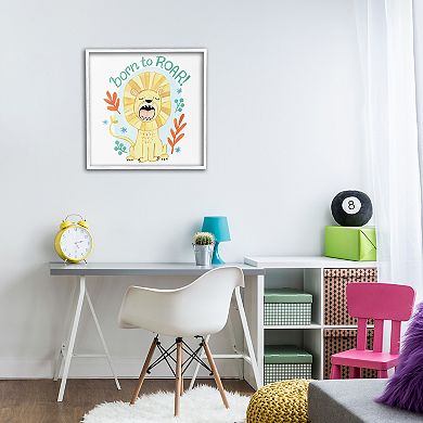 Stupell Home Decor Born To Roar Lion Botanicals Framed Giclee Wall Art