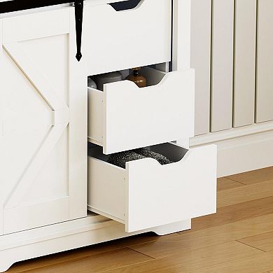 Bathroom Floor Cabinet - Rustic Storage Cabinet with Sliding