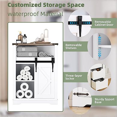 Bathroom Floor Cabinet - Rustic Storage Cabinet with Sliding