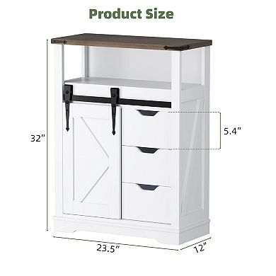 Bathroom Floor Cabinet - Rustic Storage Cabinet with Sliding
