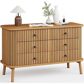 6 Drawer Dresser, Horizontal Chests of Double Drawers for Bedroom