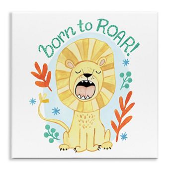 Stupell Home Decor Born To Roar Lion Botanicals Plaque Wall Art