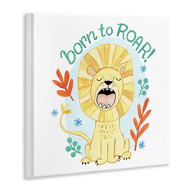 Stupell Home Decor Born To Roar Lion Botanicals Plaque Wall Art