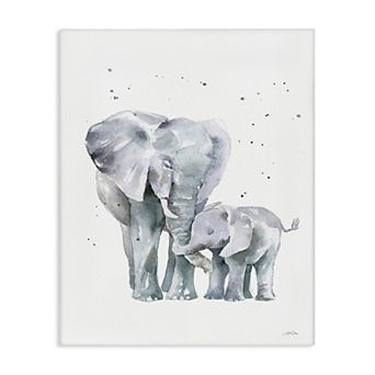 Stupell Home Decor Loving Elephant Family Hugs Watercolor Canvas Wall Art