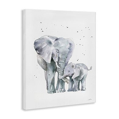 Stupell Home Decor Loving Elephant Family Hugs Watercolor Canvas Wall Art