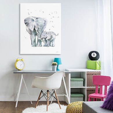Stupell Home Decor Loving Elephant Family Hugs Watercolor Canvas Wall Art