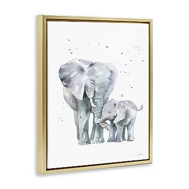 Stupell Home Decor Loving Elephant Family Hugs Watercolor Framed Canvas Wall Art